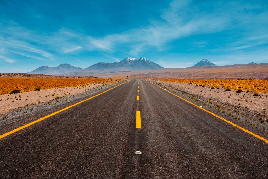 Image of an empty road in a desert