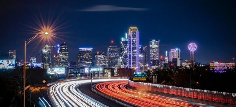 Long exposure photo of Dallas skyline during nighttime