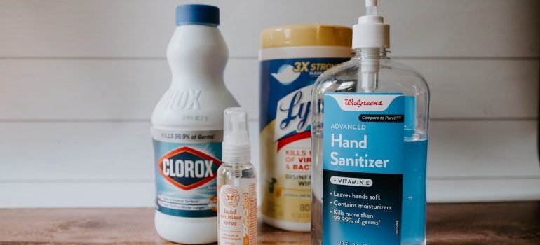 Cleaning supplies for disinfecting your storage unit